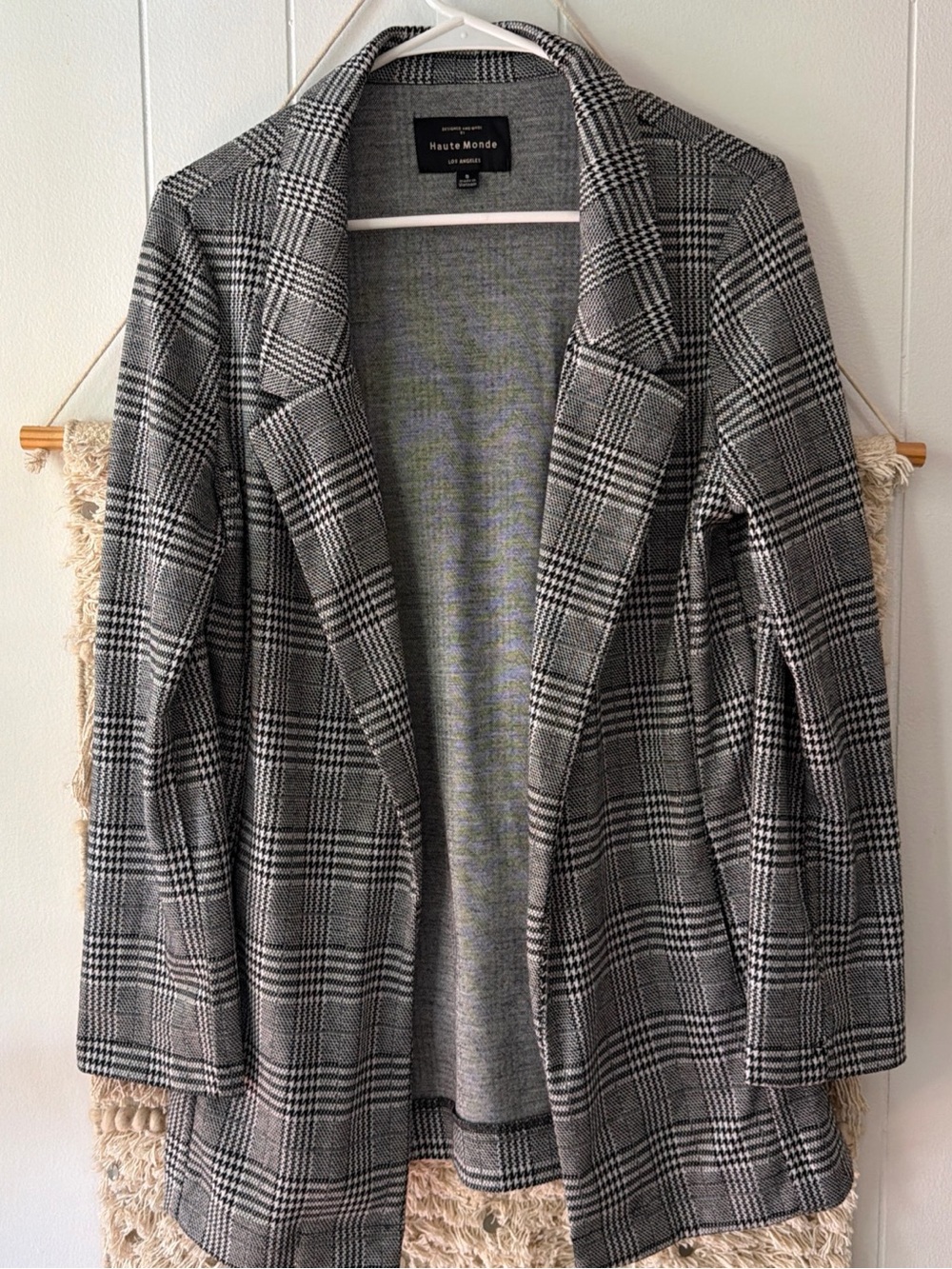 Haute Monde Gray Plaid Open-Front Blazer Jacket